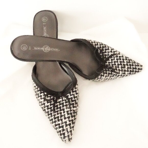 Vintage Premier Collection Houndstooth Heeled Mules, Size 6.5, Made in Paris - Picture 3 of 12